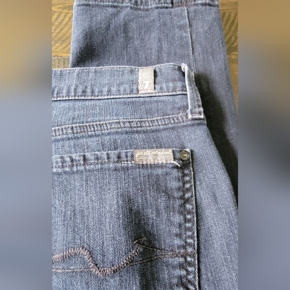 Women's 7 For All Mankind Black Straight Leg Jeans Size 30 - Picture 4 of 8
